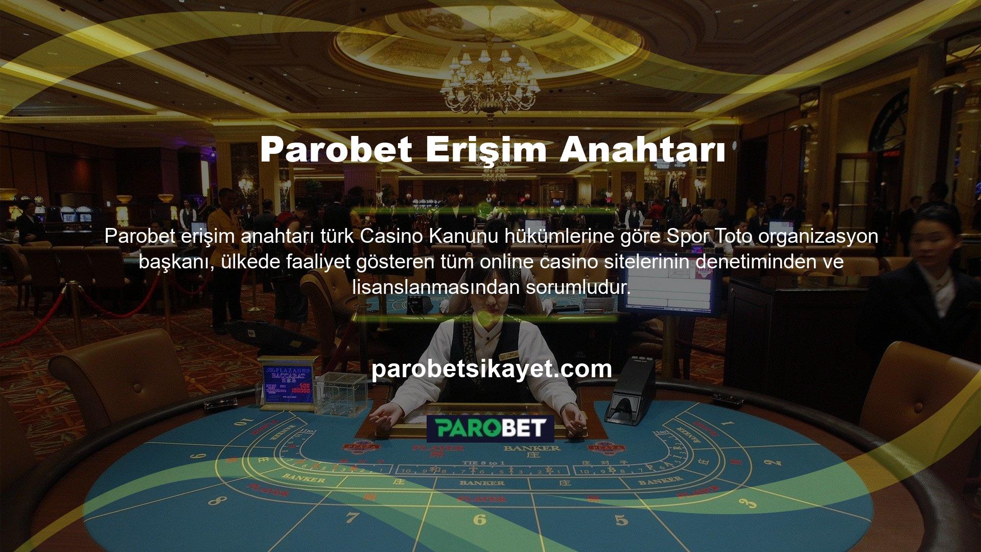 Parobet Casino web sitesi uluslararası bir web sitesidir ve yurt içinde ofisi bulunmadığından denetlenmemektedir